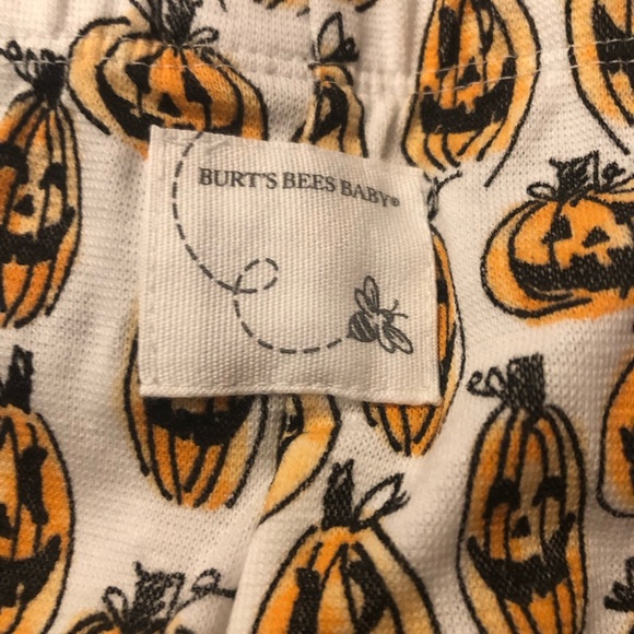 NWT Burt’s Bee Baby Heather Gray & Orange Squash Goals Organic Cotton PJ Set - Picture 5 of 10